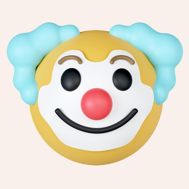 3d circus clown emoji emoticon met rode neus grappig gezicht icoon geïsoleerd op grijze achtergrond 3d rendering illustratie clipping pad