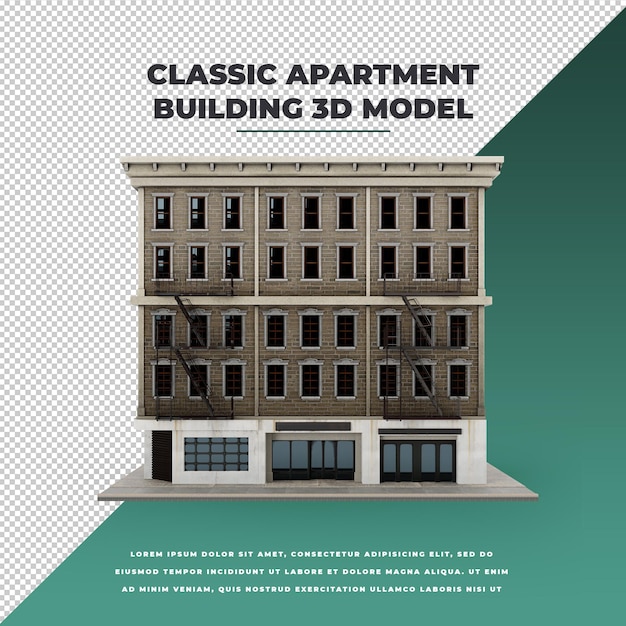 PSD modello 3d di edificio o appartamento della città