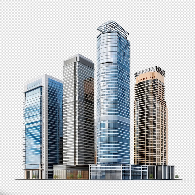 PSD 3d city building design transparent background