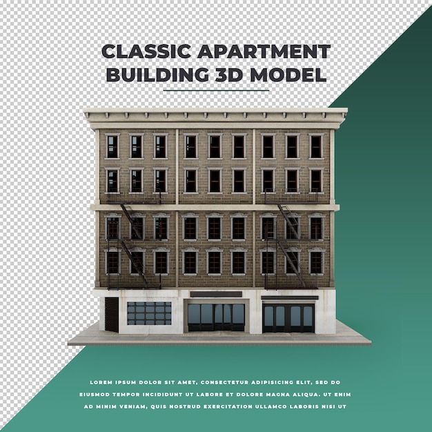 PSD 3d都市の建物またはアパートモデル