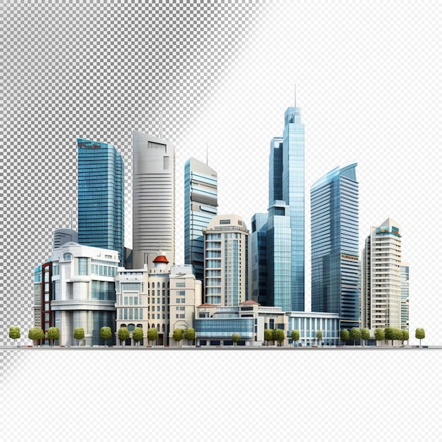 3d city buildings transparent background