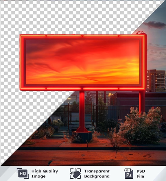 PSD 3d cityscape mockup with tall buildings red accents