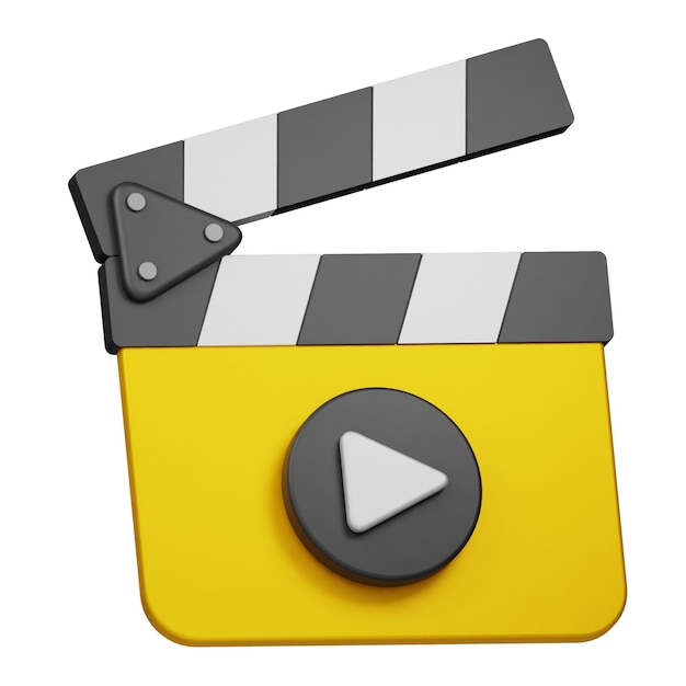 3d clapperboard icon isolated on the transparent background