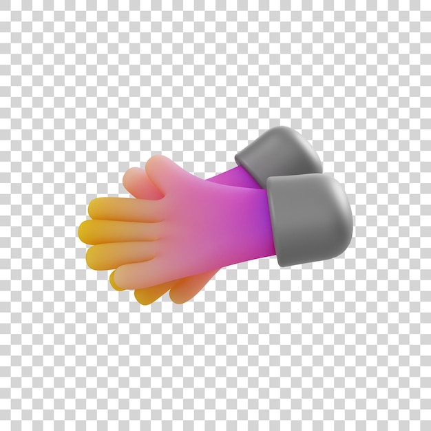 PSD icona 3d delle mani che battono le mani. personaggio che applaude. emoji gesto applauso. accordo e concetto di successo