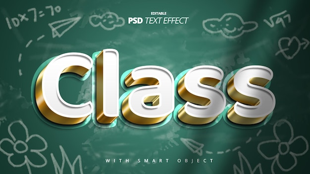 3d class school elegant text effect template design