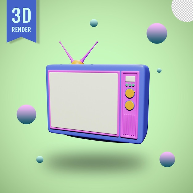 PSD 3d classic television illustration with isolated background