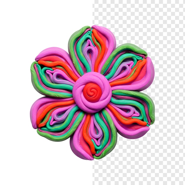 3d clay flower with layered petals isolated on a transparent background 3d render