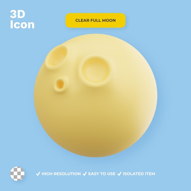 PSD 3d clear full moon icon