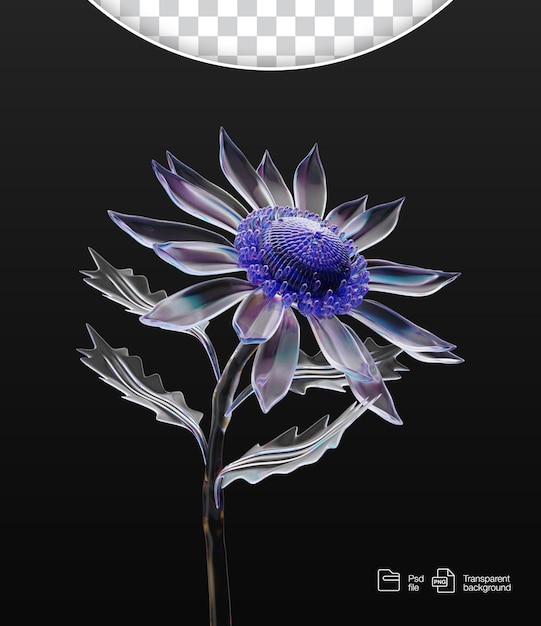 PSD 3d clear glass looking flower