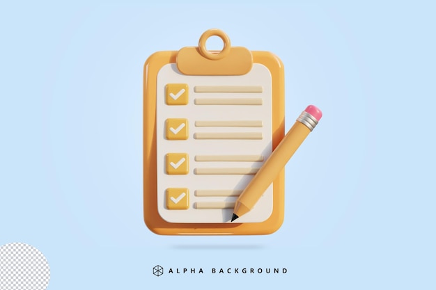 PSD 3d clipboard icon with paper blank 3d vector illustration