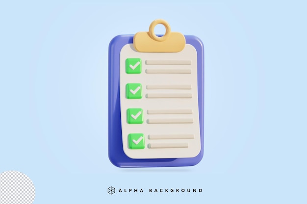 3d clipboard icon with paper blank 3d vector illustration