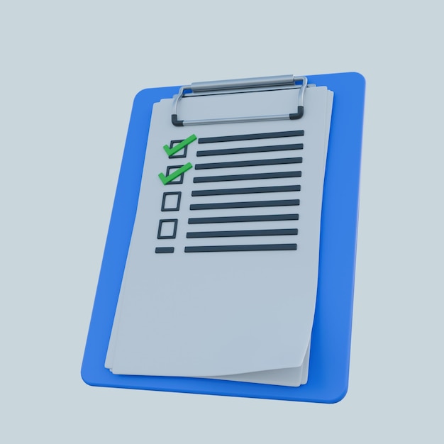 PSD 3d clipboard with checklist