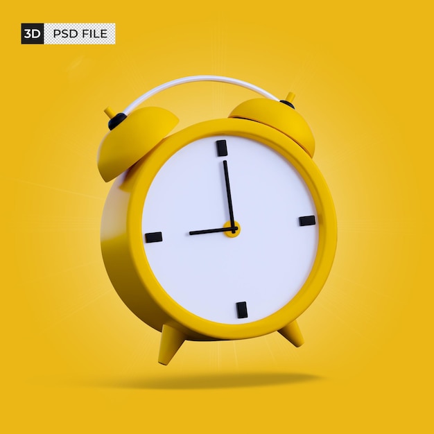 PSD 3d clock alarm icon isolated