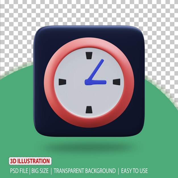 3d clock icon online shop rendering with transparent background