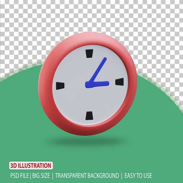 3d clock icon online shop rendering with transparent background