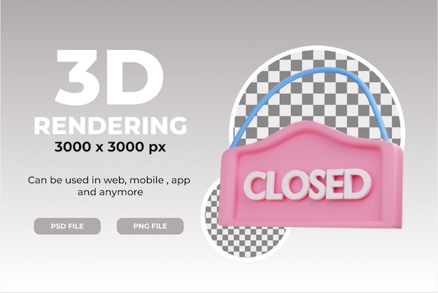 PSD 3d closed sign icon illustration object