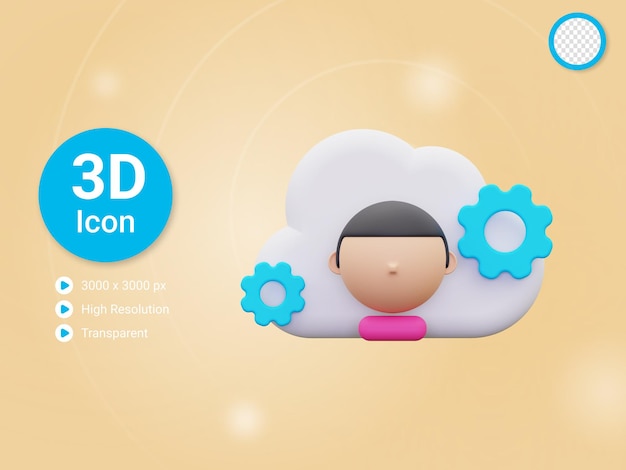 PSD 3d cloud admin icon