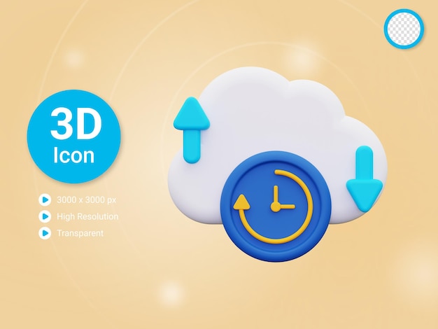 3d cloud backup icon