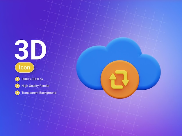 PSD 3d cloud backup icon