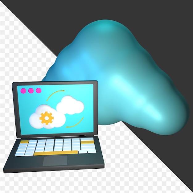 PSD illustrazioni di cloud computing 3d