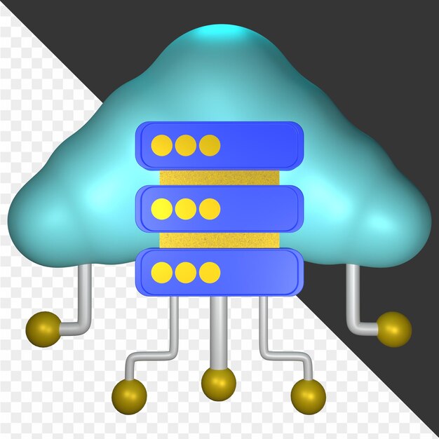 PSD illustrazioni di cloud computing 3d