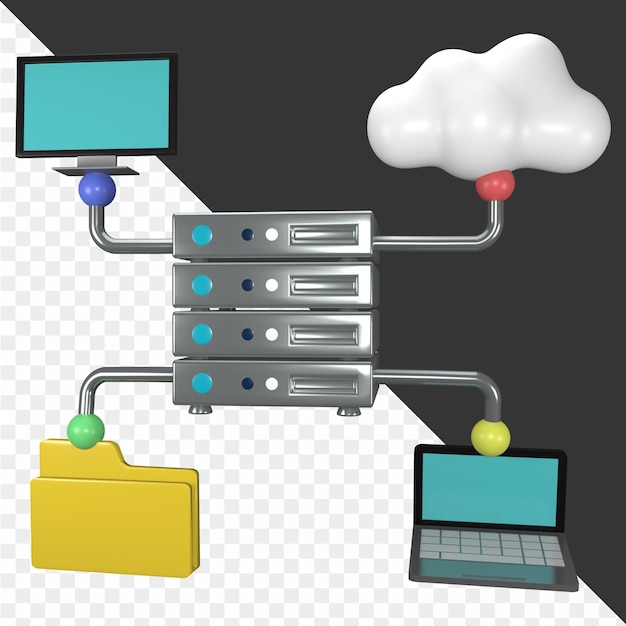 PSD illustrazioni di cloud computing 3d