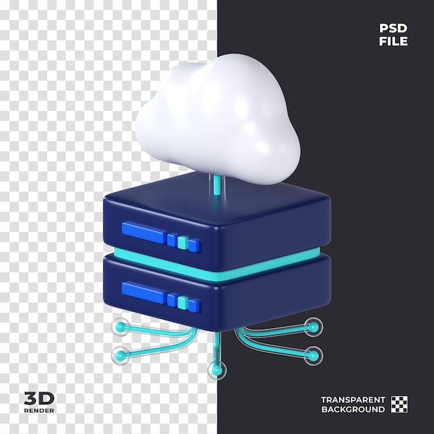 PSD 3d 클라우드 데이터 서버 아이콘 렌더링