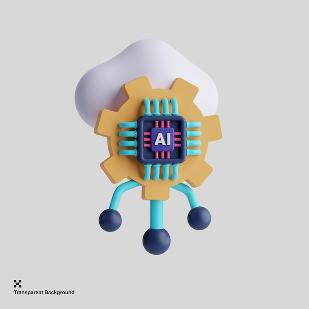 3d cloud and gear machine icon