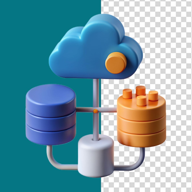 PSD 3d cloud and marketing balance icon on transparent background