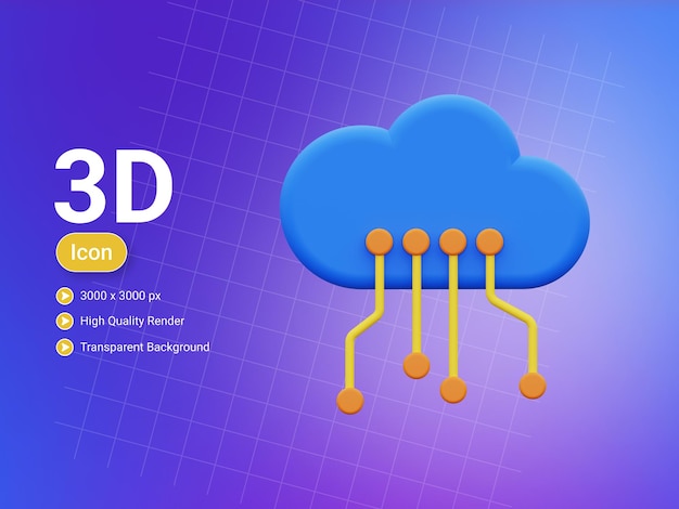 3d cloud network icon