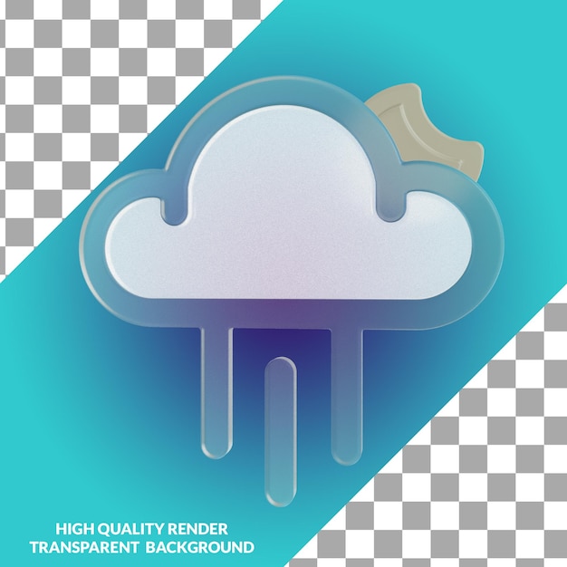 PSD 3d cloud, rain and moon weather icon illustration