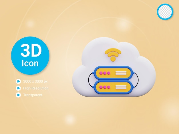 PSD icona del server cloud 3d