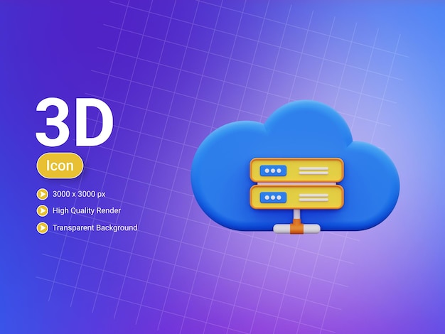 3d cloud server icon