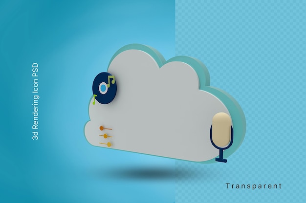 PSD 3d cloud server music mode icon