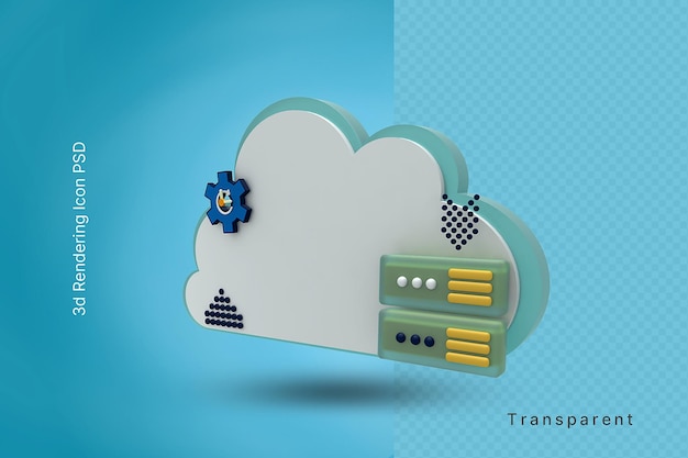 3d cloud server transfer icon