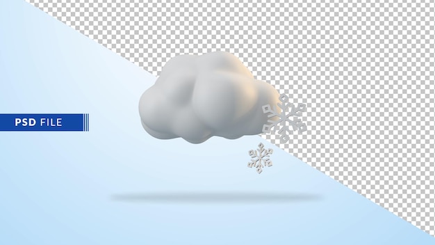 3D Cloud and snow a winter concept and isolated background