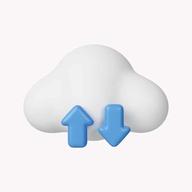 PSD 3d cloud storage icon technology security cloud computing icon isolated on white background 3d rendering illustration clipping path