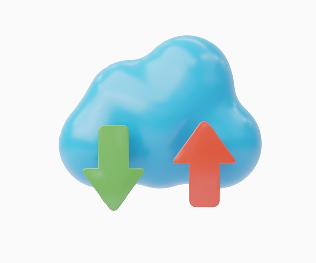 3d cloud up and down concept cloud computing