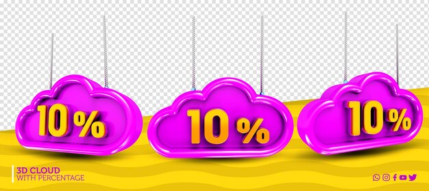 3d cloud with colorful percentage for children's day