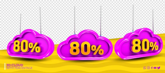 PSD 3d cloud with colorful percentage for children's day