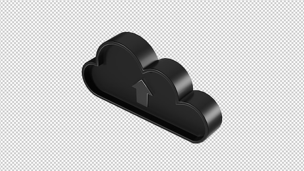 3D Cloud with Upload Sign PNG