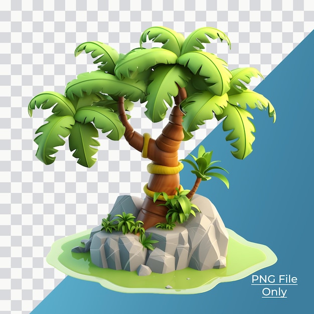 3d coconut tree soft smooth lighting only png premium psd