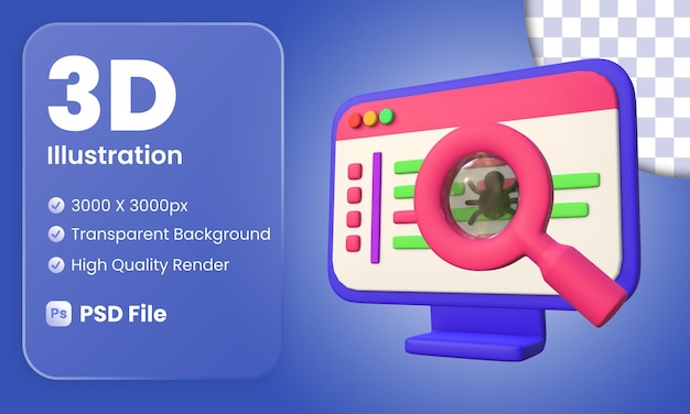 3D Code Debugging Illustratie Zijaanzicht