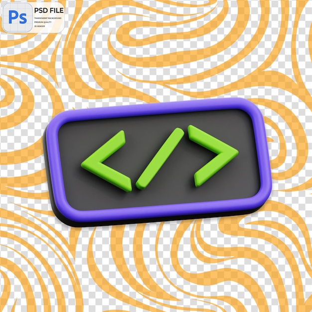 PSD 3d code render icon geïsoleerd png illustratie psd sjabloon