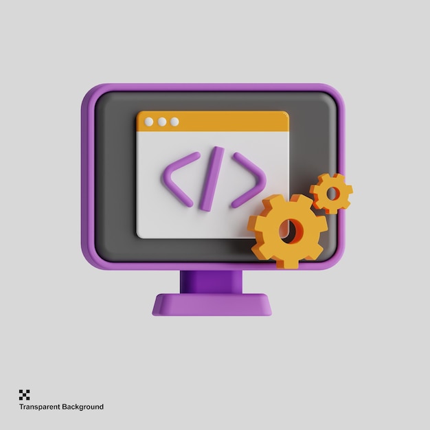 PSD 3d coding computer icon