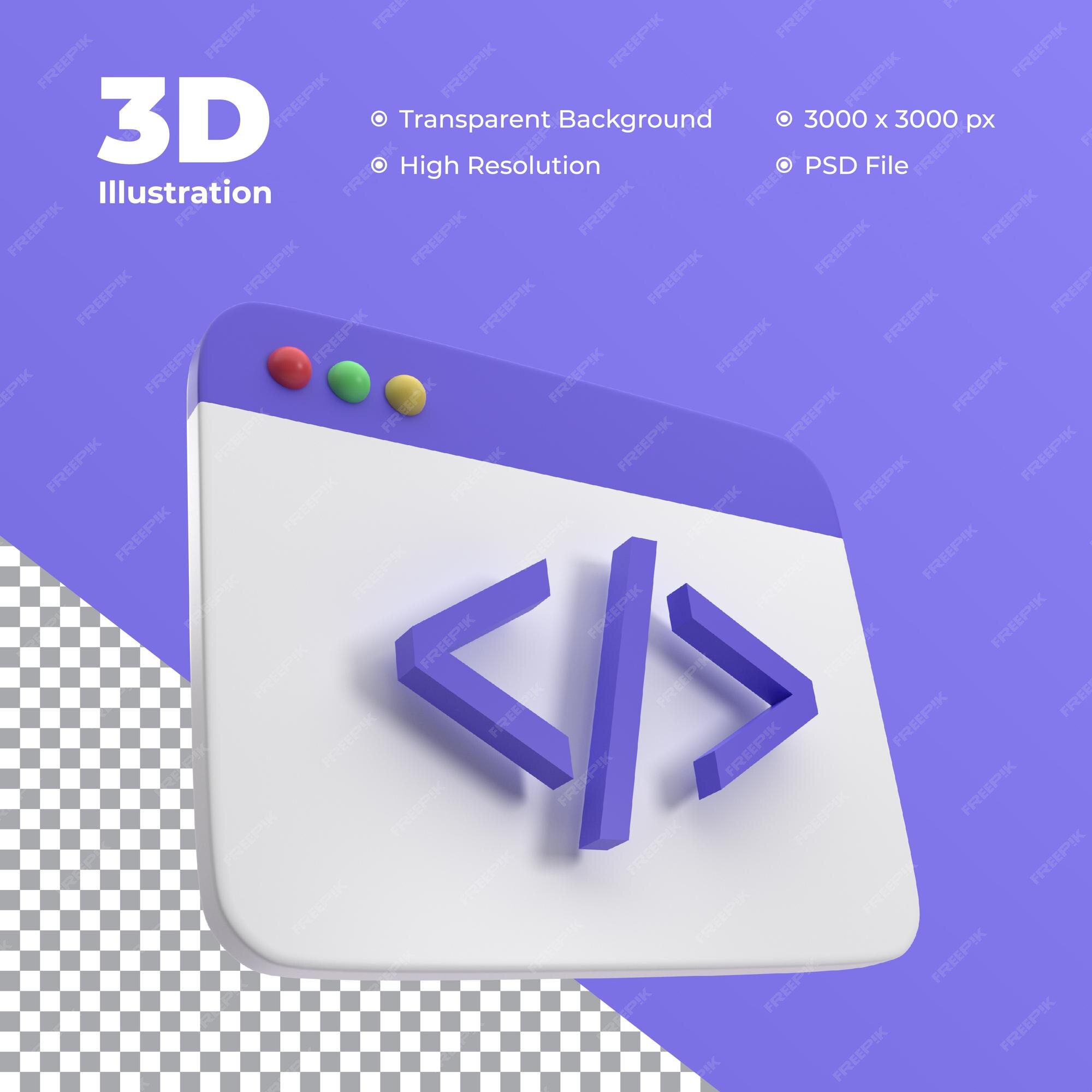 Premium PSD | 3d coding icon