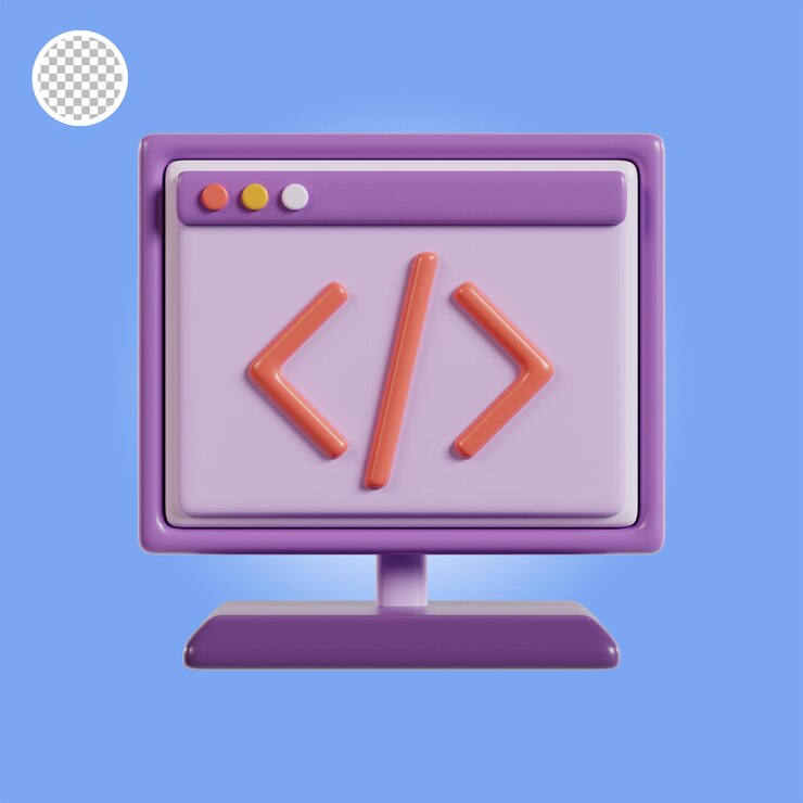 PSD 3d coding object icon illustration