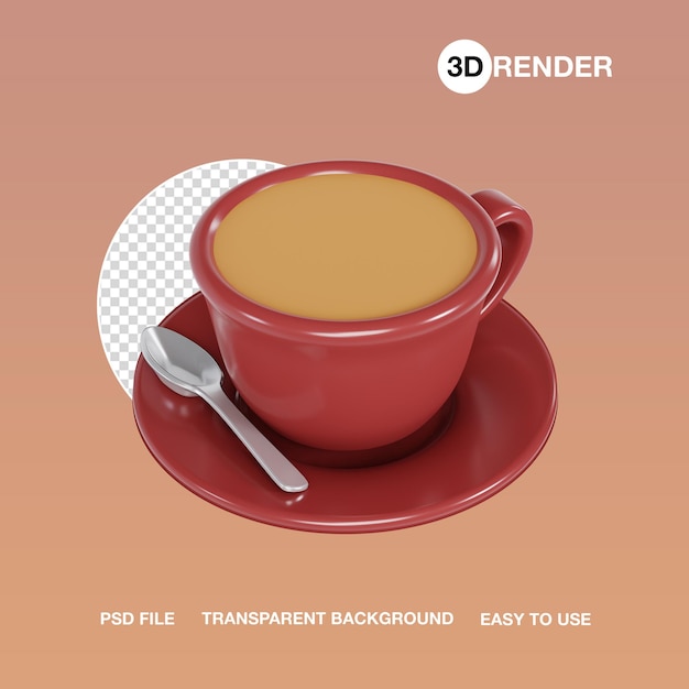 3d cofee latte in cup