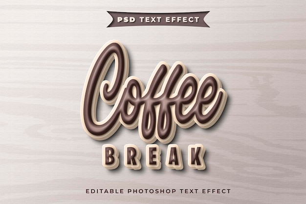 PSD 3d coffee break text effect template