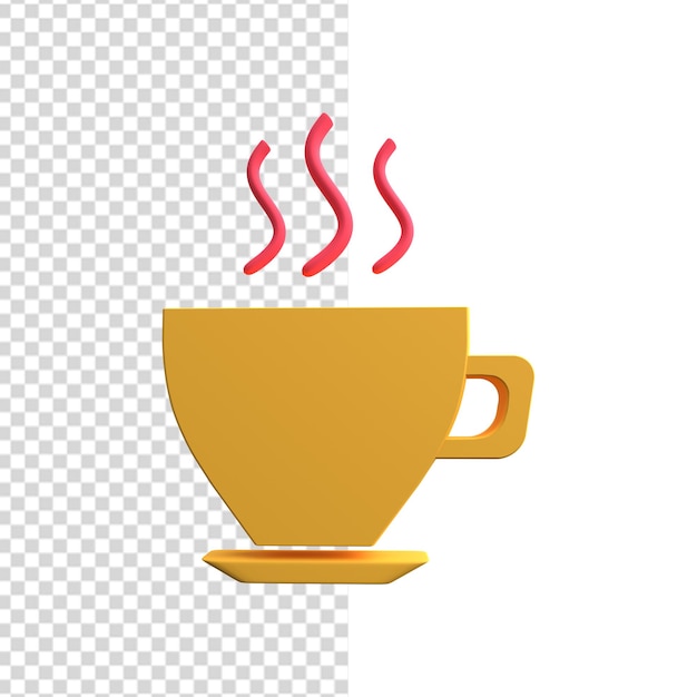 PSD 3d coffee cup icon. 3d coffee cup illustration. 3d tea cup icon